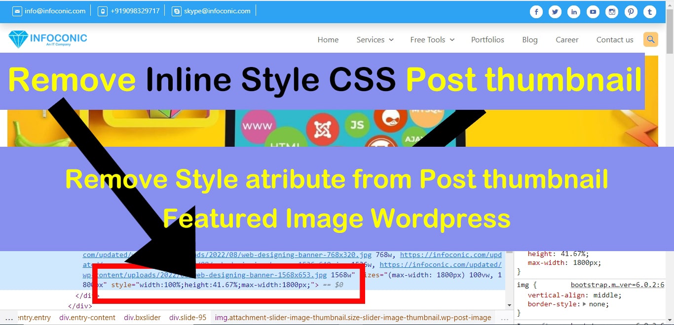 Remove inline CSS / Style attribute in featured image (Post thumbnail) In WordPress
